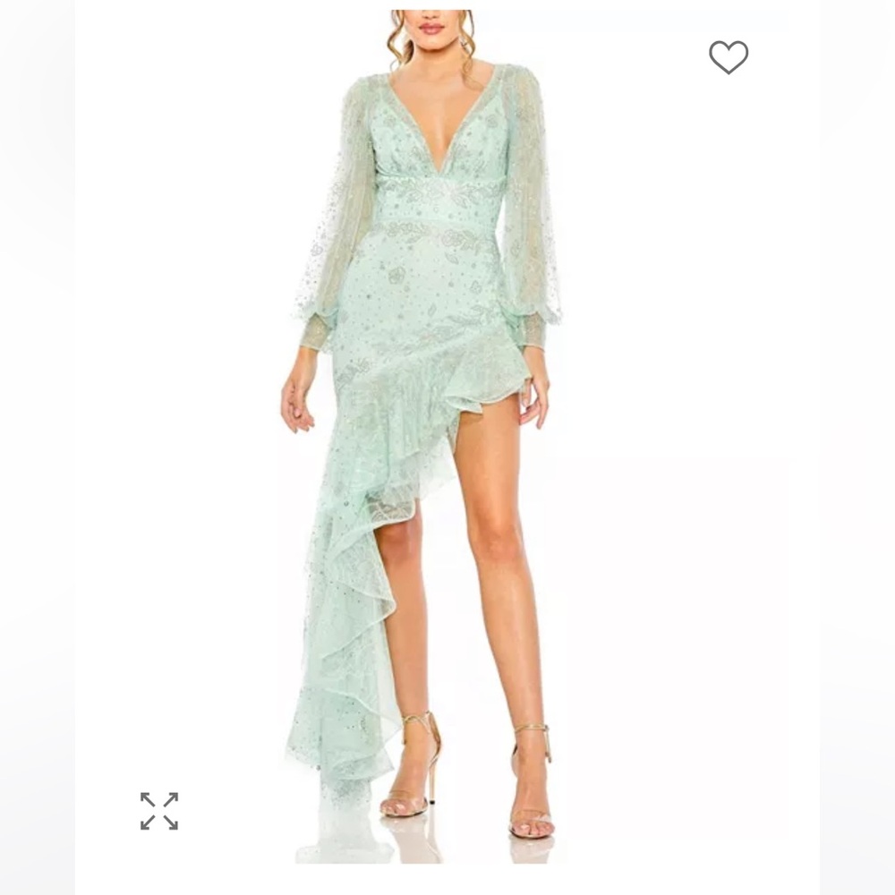 NWT Mac Duggal Aqua Sequin Gown